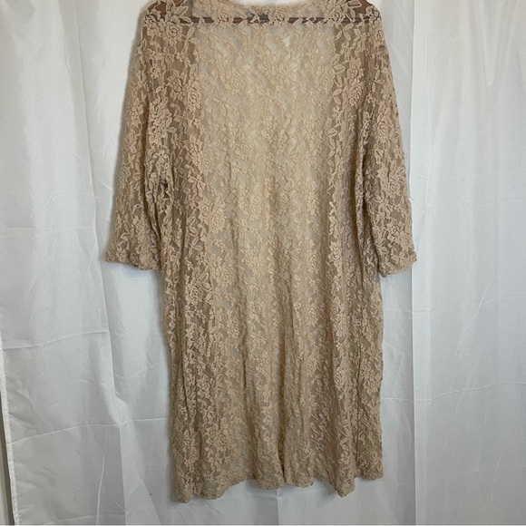 DOUBLE TAKE Women’s Tan Nude Lacy Sheer Kimono Cardigan Robe One Size - Picture 11 of 13